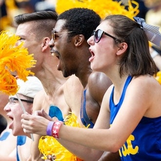 Fans cheer on the Pitt Panthers